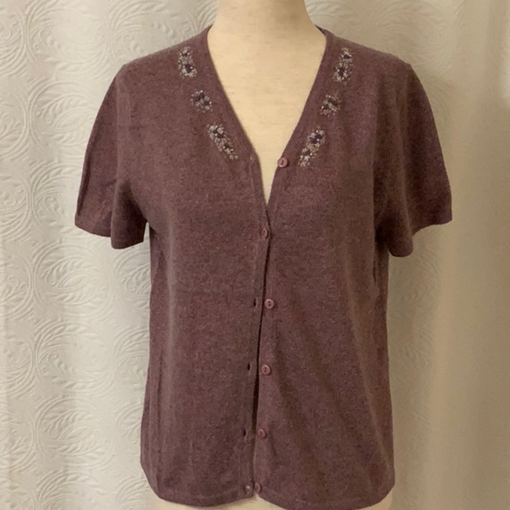 The Limited Lilac Wool Short Sleeve Cardigan Med